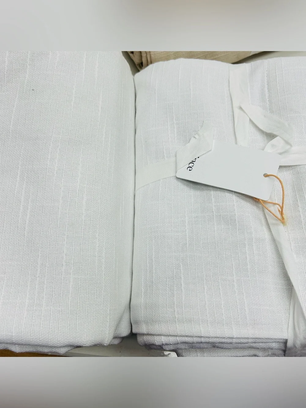 NWT QUINCE Set Of 2 48x108 Cotton Slub Room Darkening Curtains White 0212
